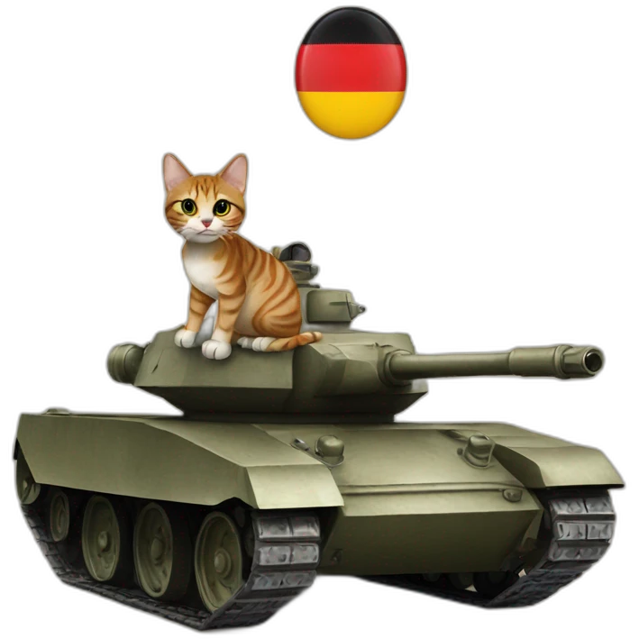 Cat with german helmet on a tank emoji
