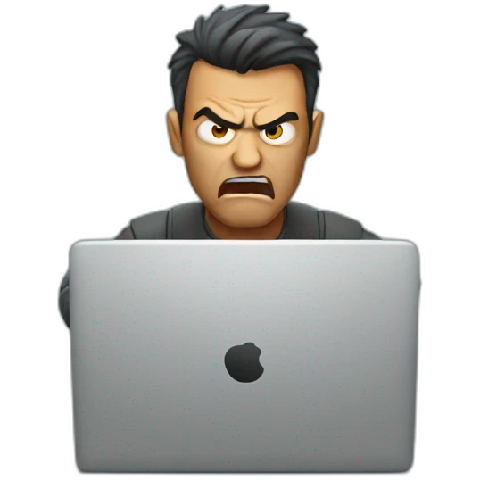 Man angry behind his laptop emoji