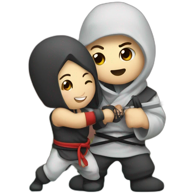 Un ninja avec un bisou sur se jue emoji