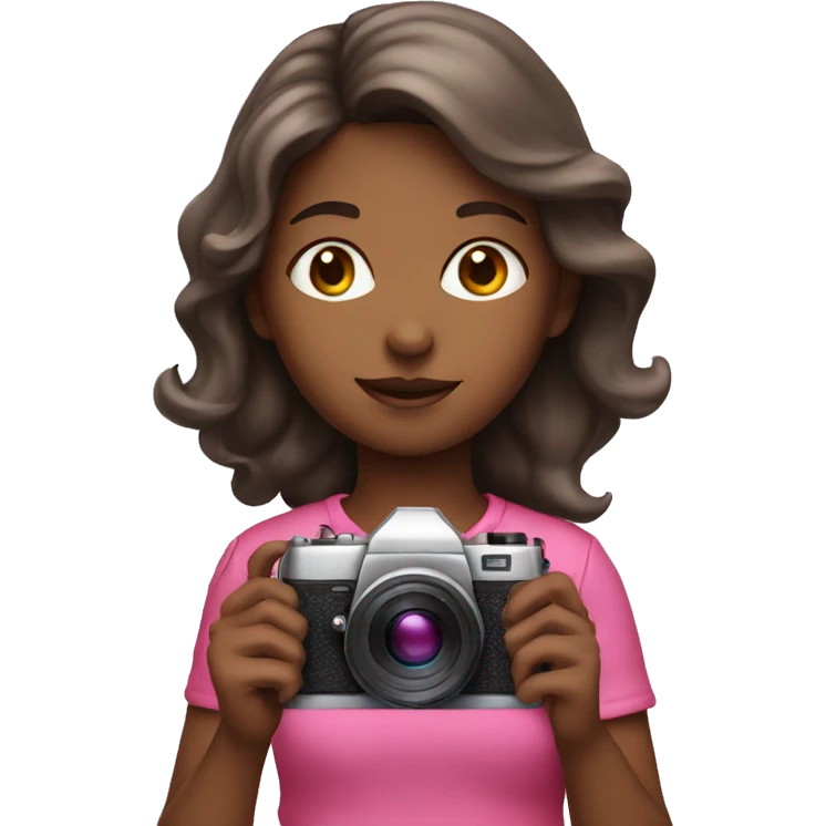 Girl with pink camera emoji