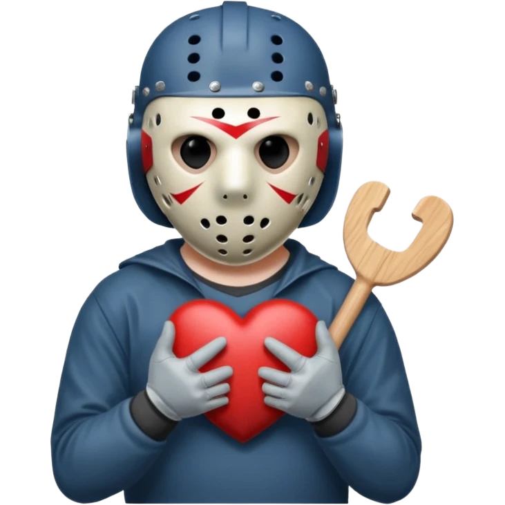 Jason Voorhees, looking cute, heart gesture with hands emoji