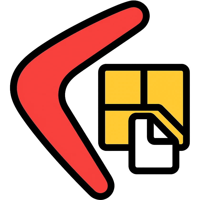 icon of a boomerang and Power Pages logo combined, outlined, playful, red and white, clean emoji