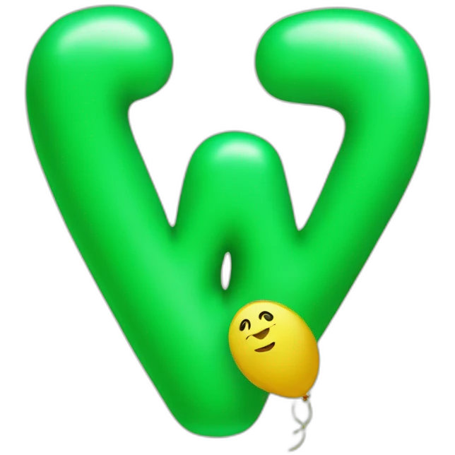 The letter W in a green shaped ballon emoji