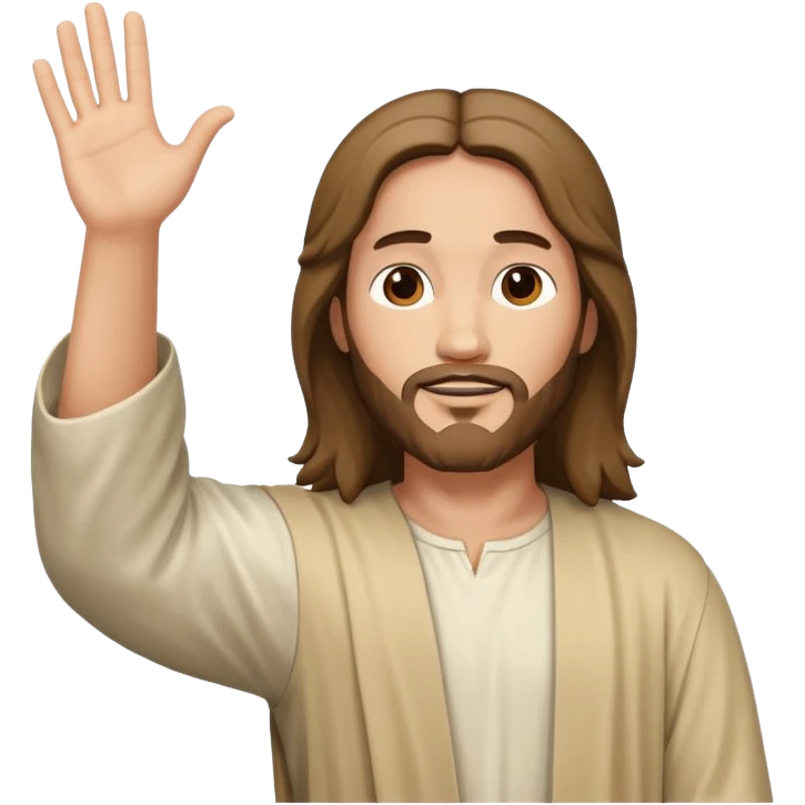 Jesus with his hands up in the air “hallelujah emoji