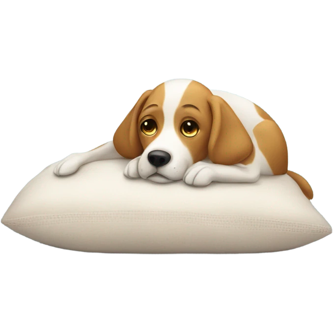 dog resting on soft pillow skinnier dog emoji