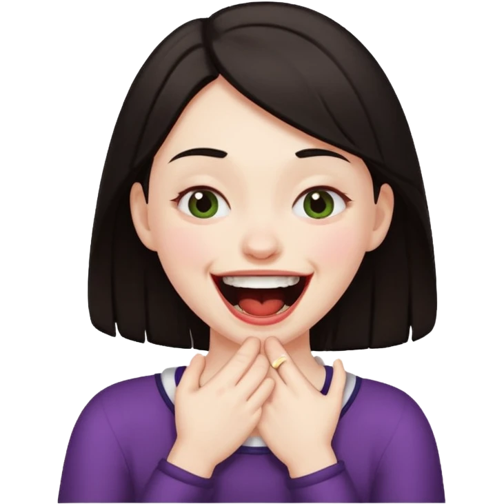 Girl choking herself while laughing emoji