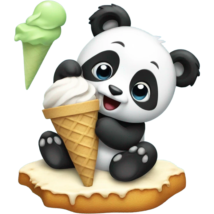 Panda eating ice cream emoji
