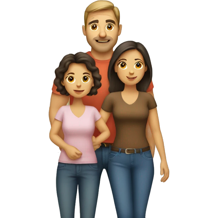 Caucasian dad, Hispanic mom, Hispanic daughter emoji