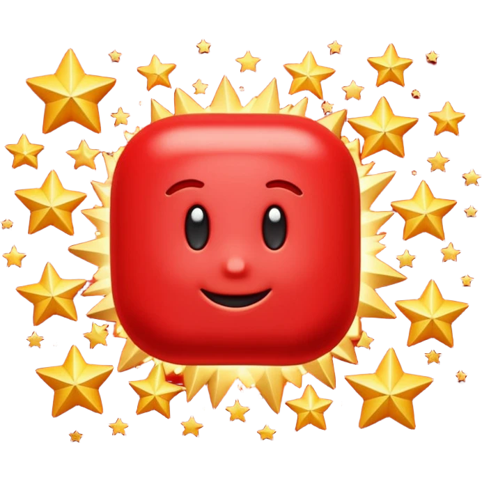 A 3D cartoon bright red “BONUS” text bursting out with stars, dynamic layout, Memoji-style. emoji