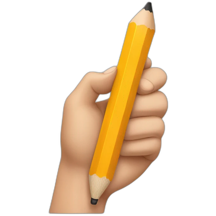 hand holding a big pencil in fist emoji