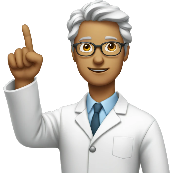 Scientist pointing hand up emoji