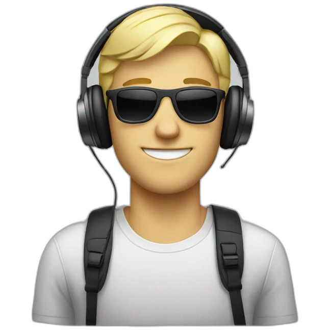 Blonde guy with sunglasses and headphones emoji