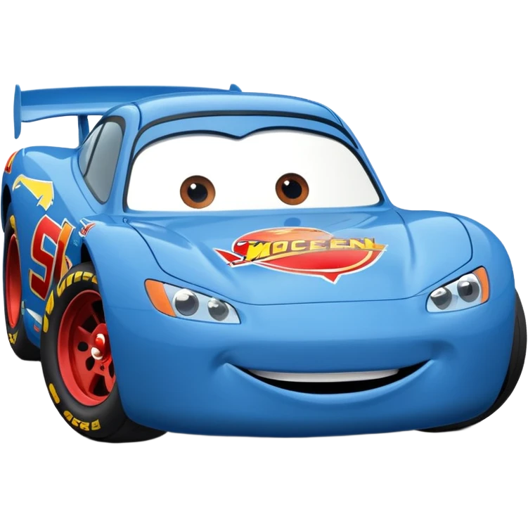 Lightning McQueen 95 blue race car smiling cartoon style emoji