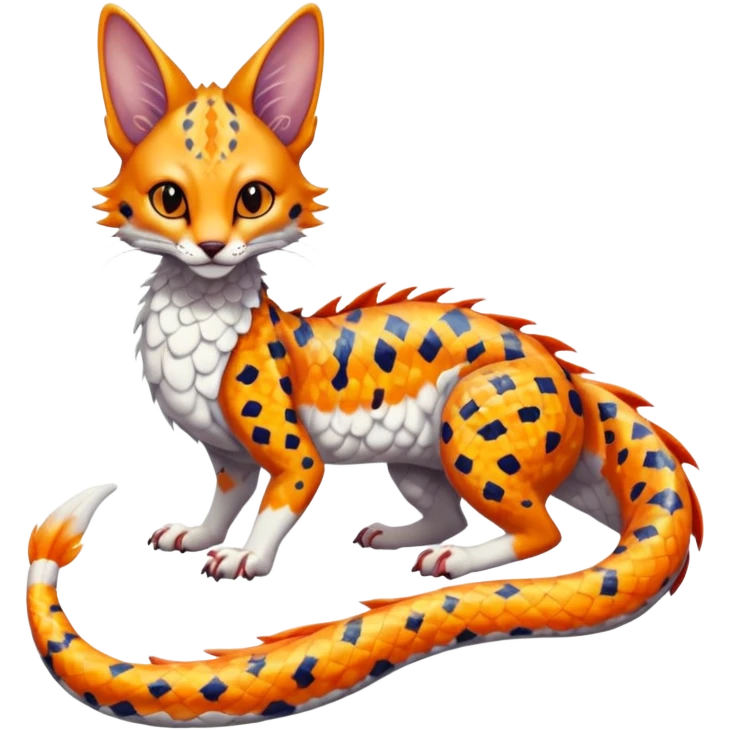 Flurry furry scaly sergal-serval-possum-sphynx-Koi-sergal-fusion-animal-hybrid-creature with a snake-tail emoji