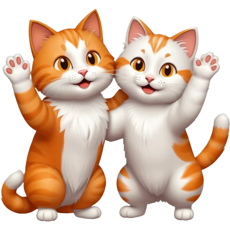 Very happy cat high-fiving another cat friend emoji