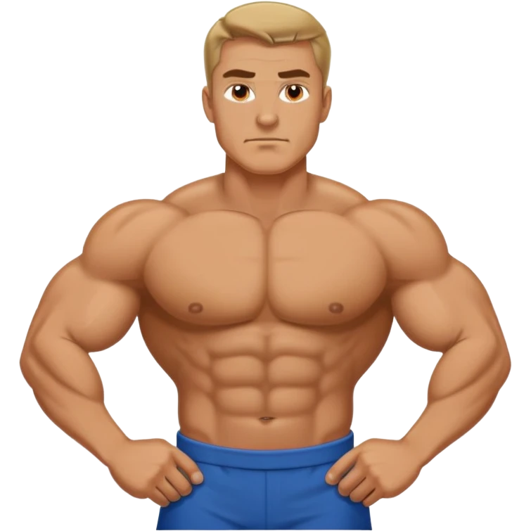 A man with blue shirt that is buff and strong and is a captain of a crew emoji
