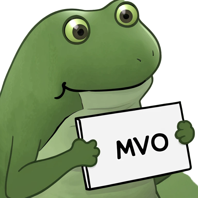 bufo frog emoji holding a sign that says 'mvo' emoji