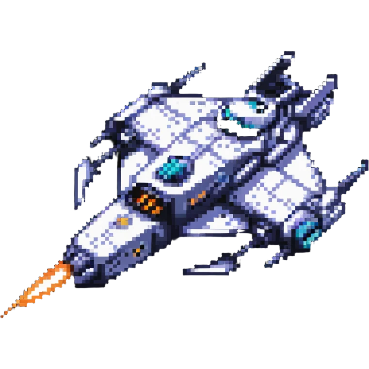 Space cruiser with sleek design and glowing engines, flying through stars emoji