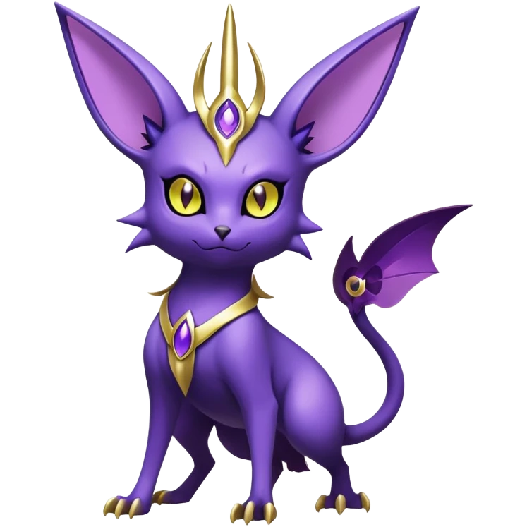 Shiny Exotic Badass Royal Divine Mysterious Gothic Noibat-Espeon-Pokémon-Fakémon-hybrid-creature (full body) emoji