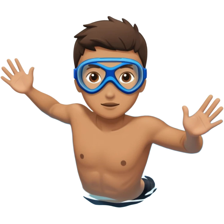 determined pool diver dives into a pool of confidence blue water underneath  emoji