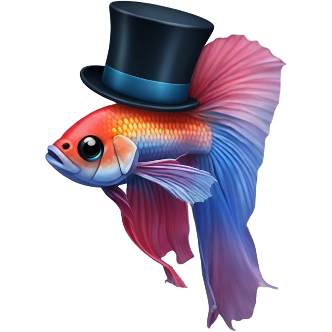 Betta fish in top hat emoji