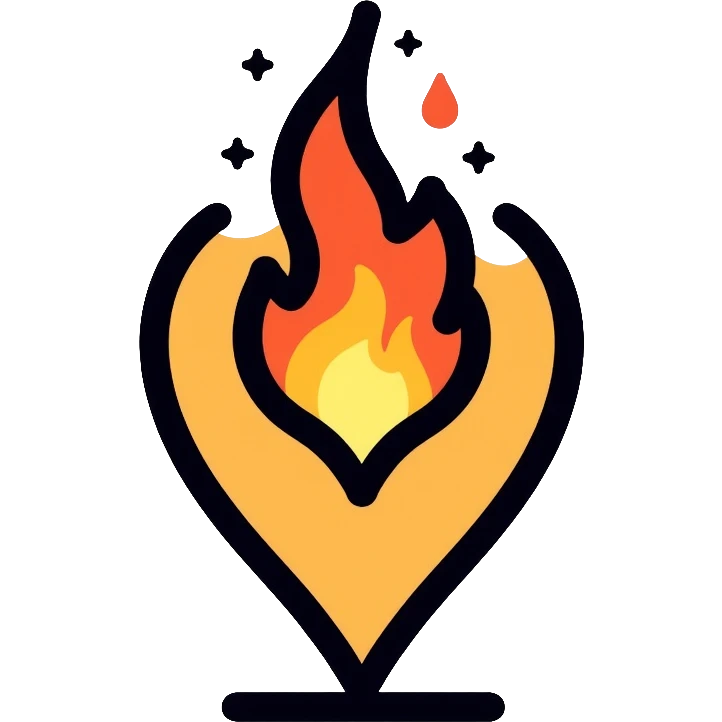 A map location pin marker on fire with flames coming out the top emoji