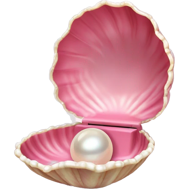 Pretty Pink shell with pearl inside the open hinged shell emoji