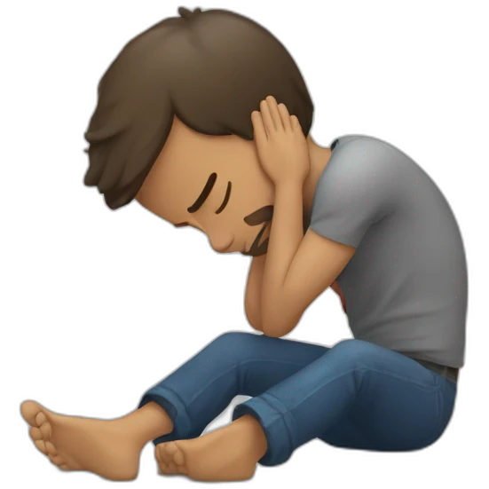man prostrates himself asking for help emoji