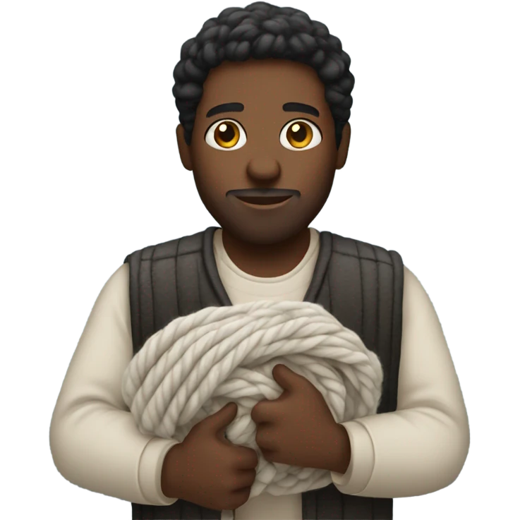 Black man holding wool emoji
