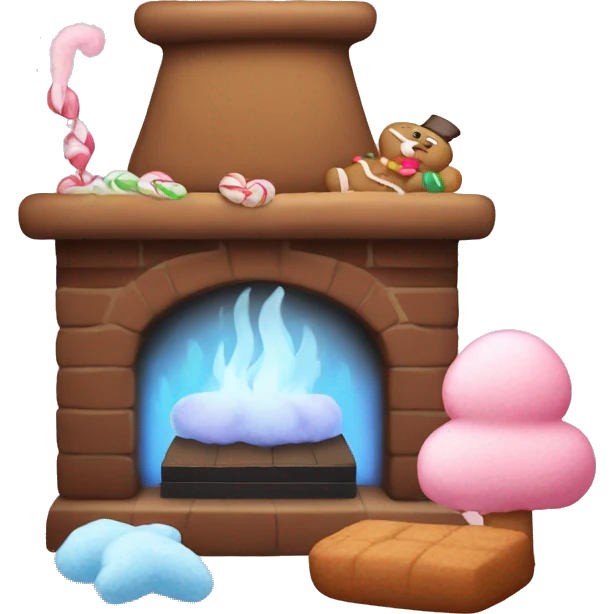 cozy fireplace, cotton candy, gingerbread emoji