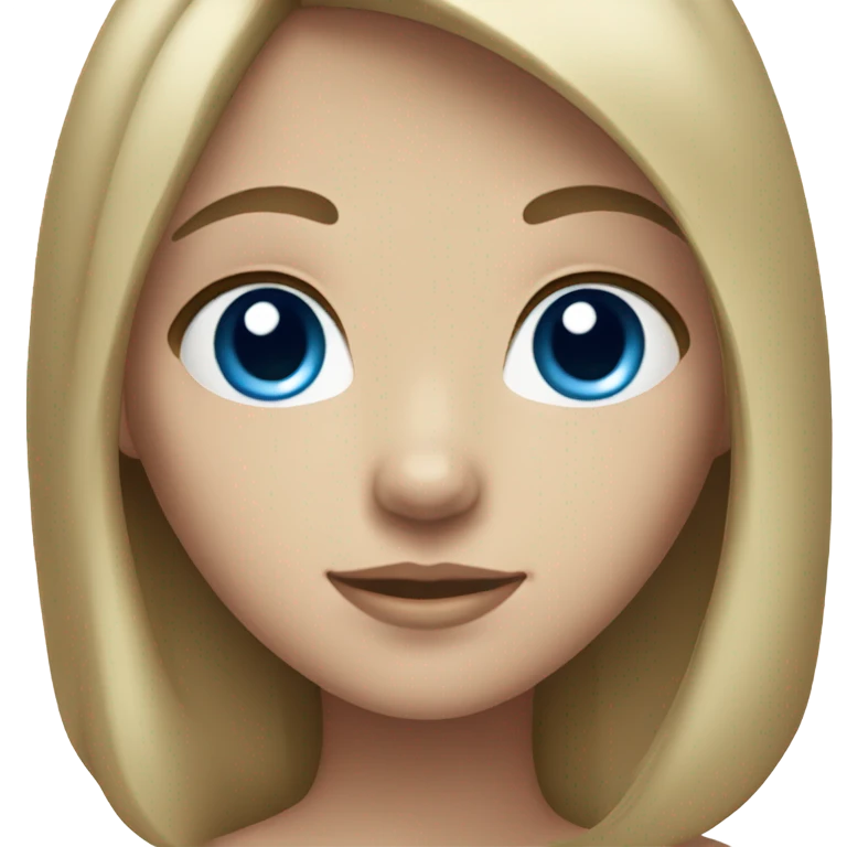 Girl white skin, dark blond hair and blue eyes  emoji