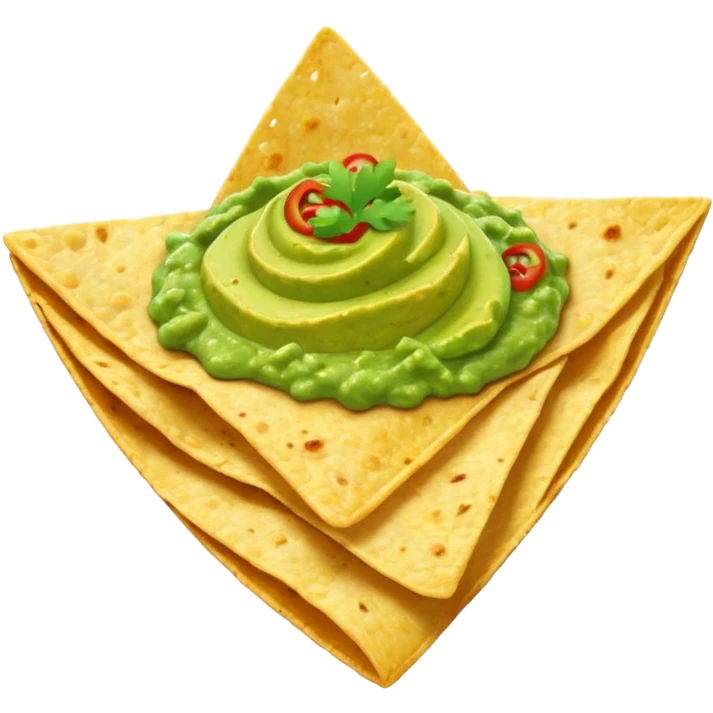 Tortilla chip with green guacamole on it  emoji