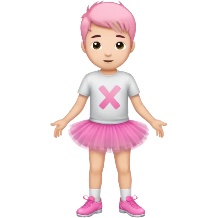 pink tutu wearing boy with tshirt emoji