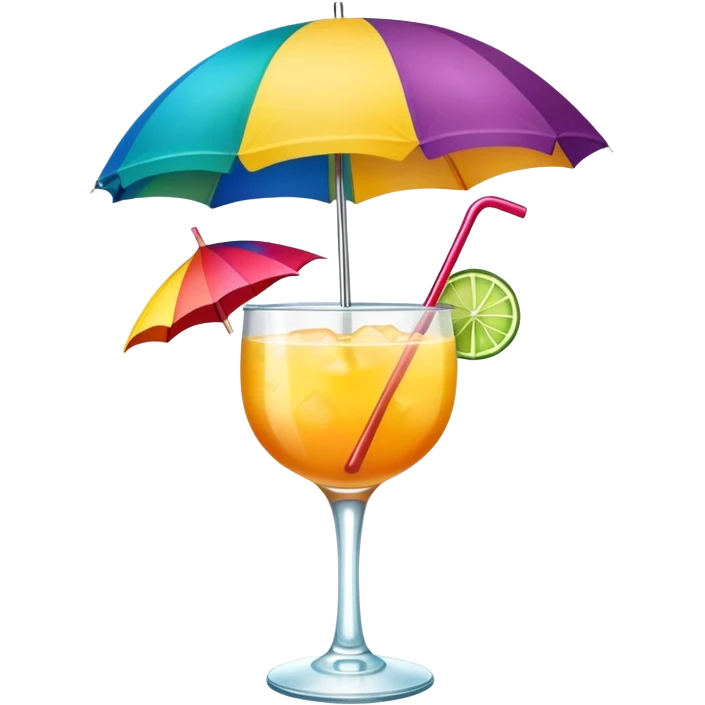 Tropical cocktail with umbrella stirrer emoji