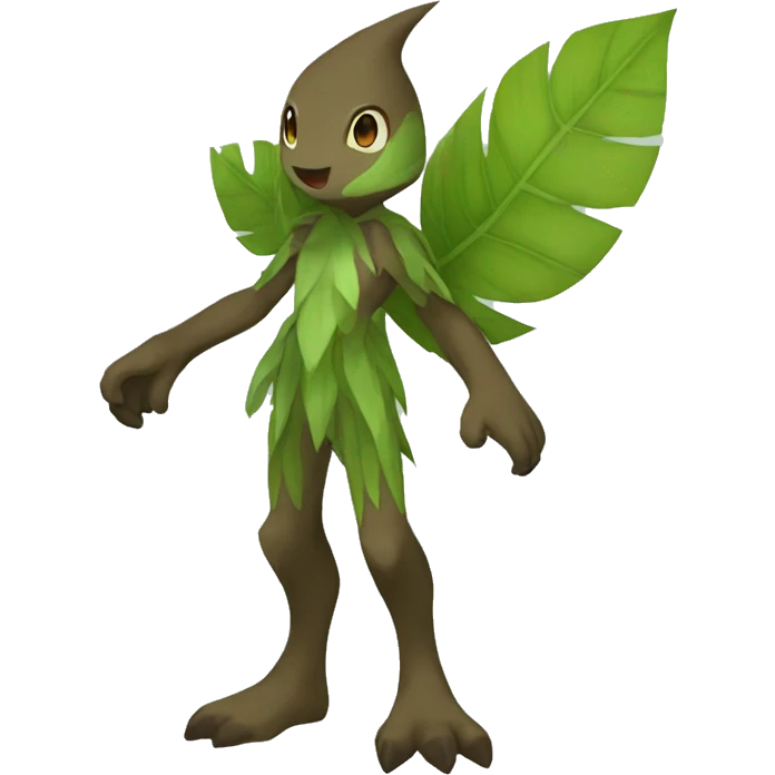  Green and Brown Leaf-Grass-Type-Fakemon-Creature full body emoji