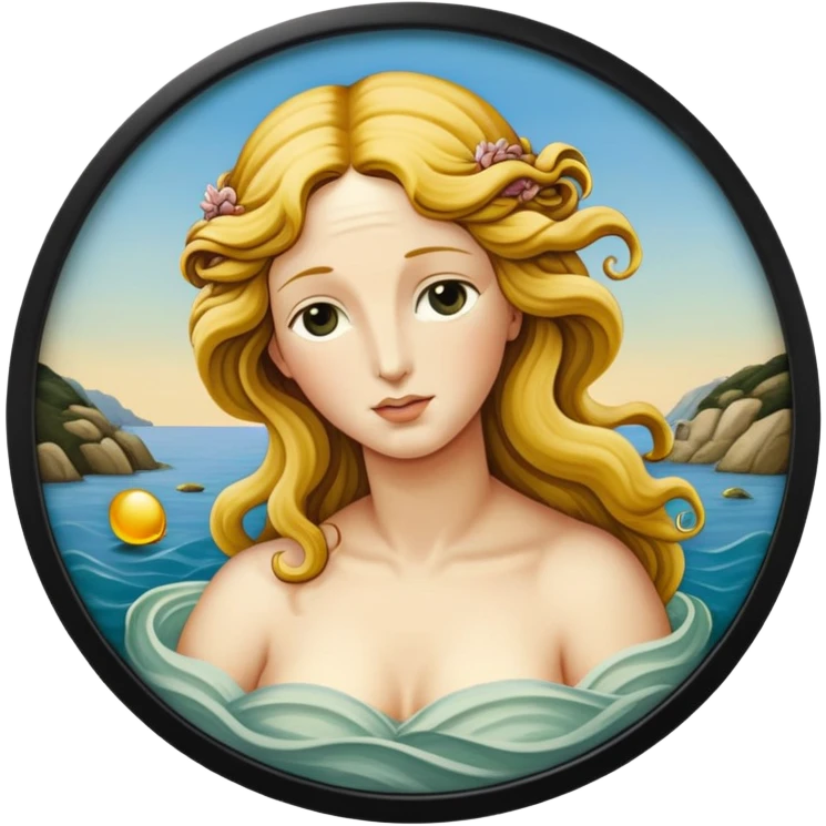 Sandro Botticelli, The Birth of Venus in frame, emoji emoji
