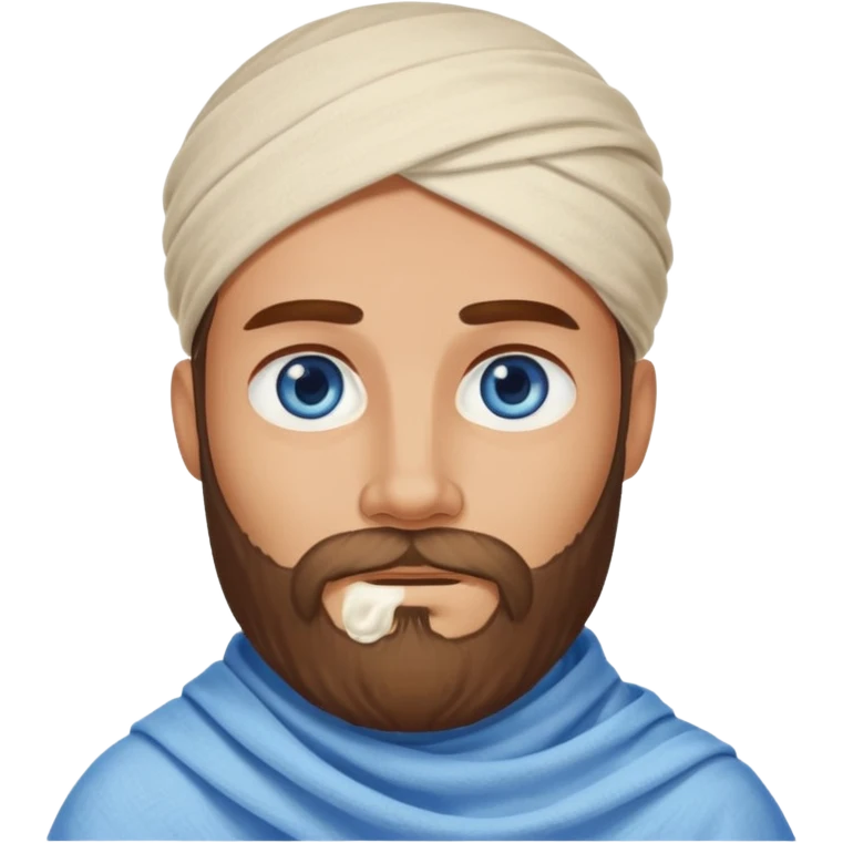 blue eyed desert bearded man cowered with creme cloth emoji