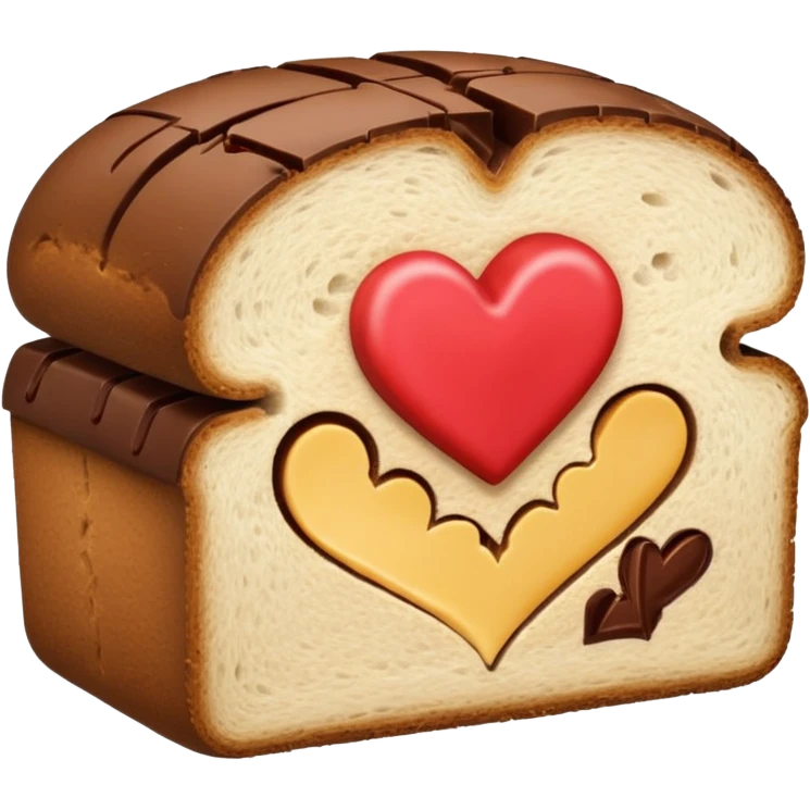 make a bread and then make a chocolate and between them make a heart emoji