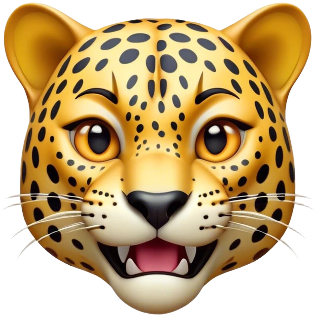 Cinematic Comical Jaguar Portrait Emoji, Head tilted dramatically with an exaggeratedly shocked expression, featuring a sleek, agile form with bold spotted patterns and wide, comically expressive eyes full of humorous disbelief, Simplified yet hilariously expressive features, highly detailed, glowing with a slightly sassy wild glow, high shine, dramatic yet playful, stylized with an air of quirky feline attitude, soft glowing outline, capturing the essence of a meme-worthy jaguar that appears ready to side-eye its way into viral fame instantly! emoji