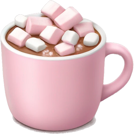 Light Pink mug of hot chocolate with marshmallows  emoji