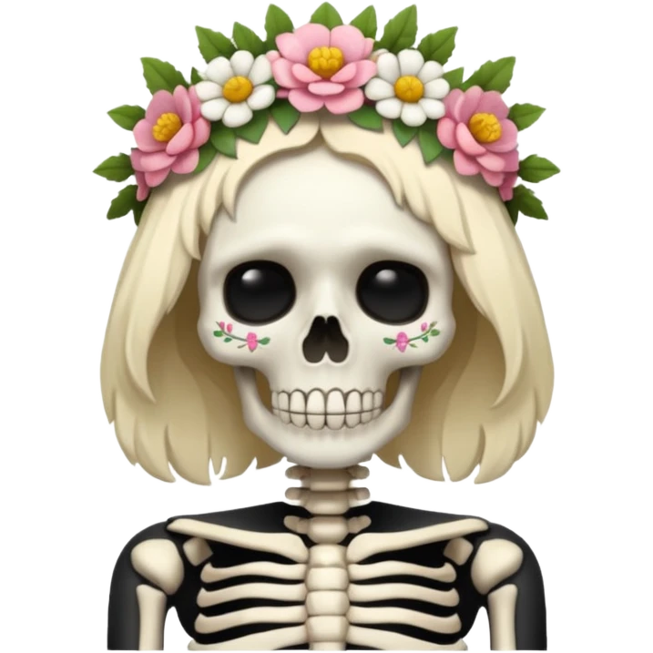 skeleton with flower crown emoji