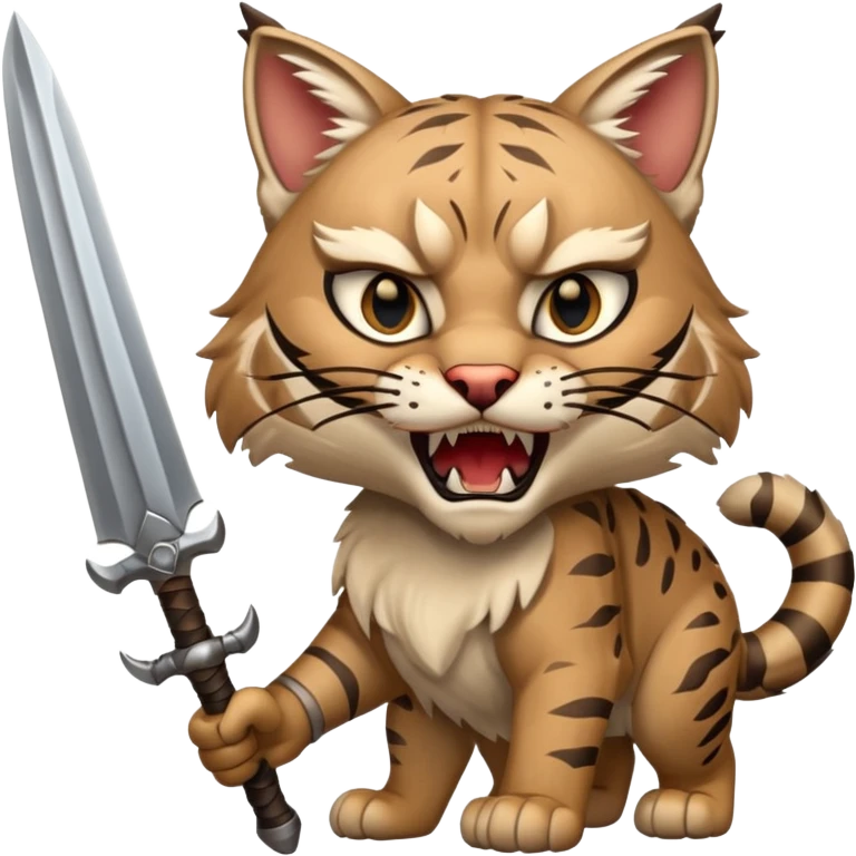 Bobcat with long saber fangs emoji