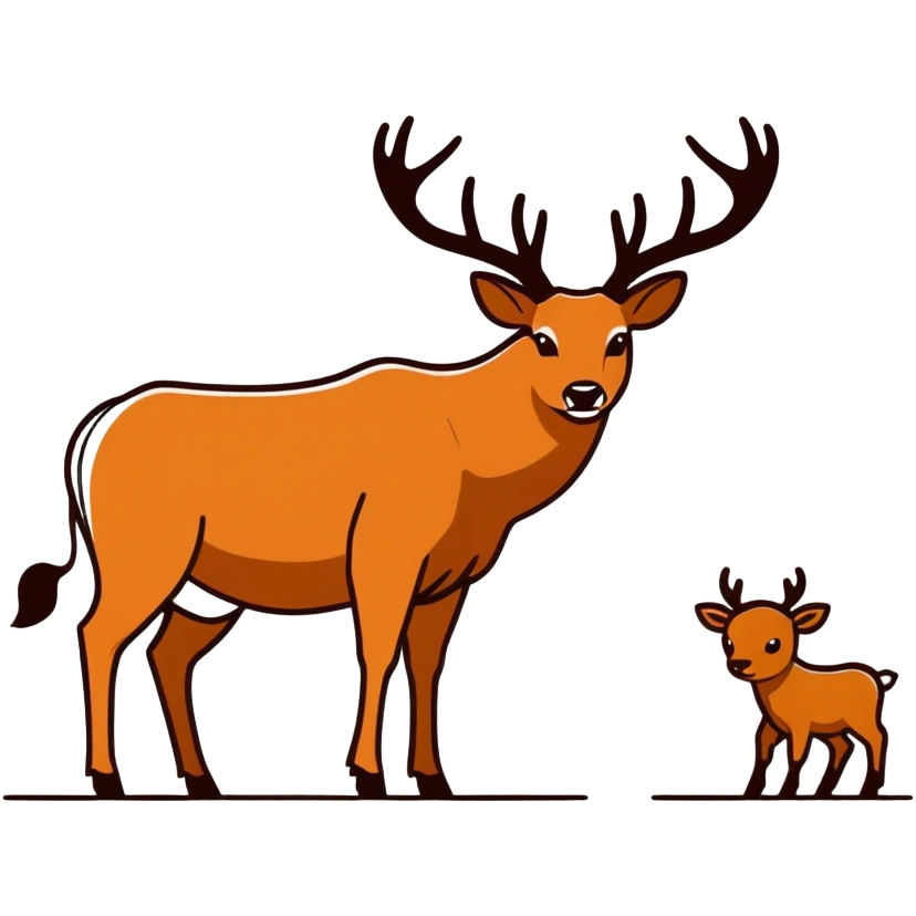 The forest deer communicates with the bull. emoji