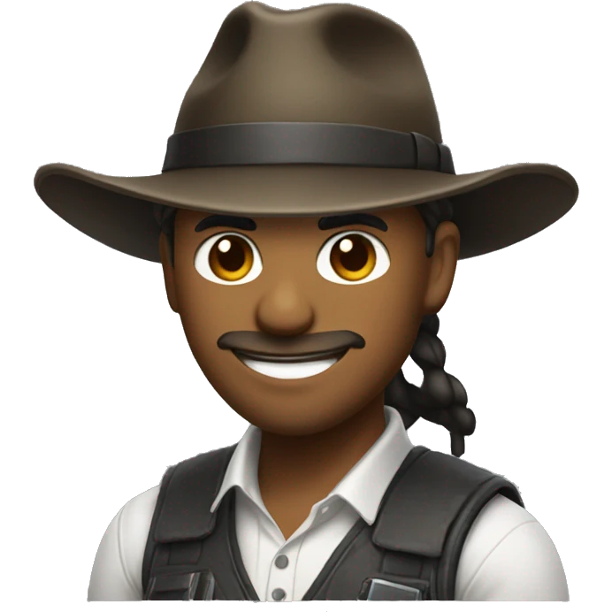 Gamer with ponytail tipping their fedora and smirking emoji