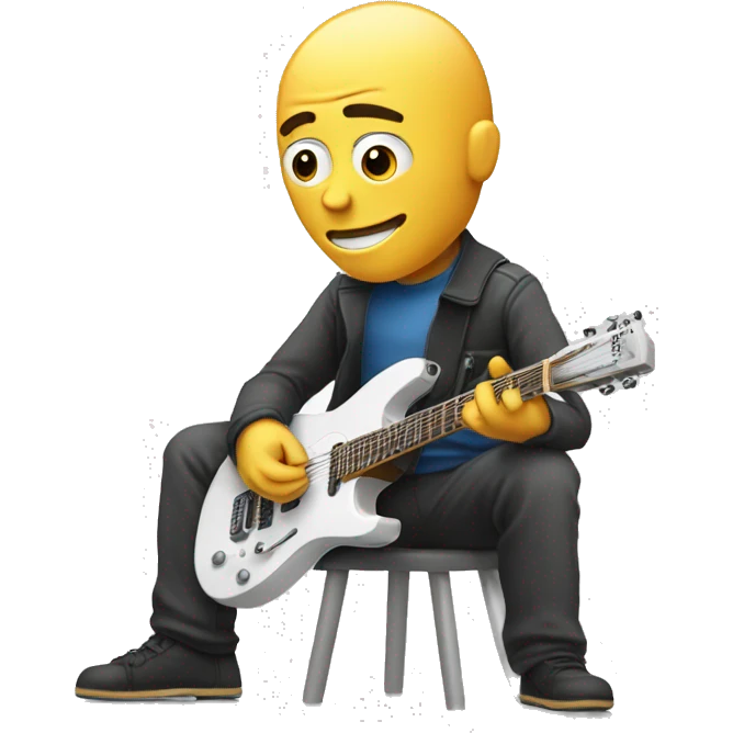 man playing advanced technological guitar which resul in ai emoji