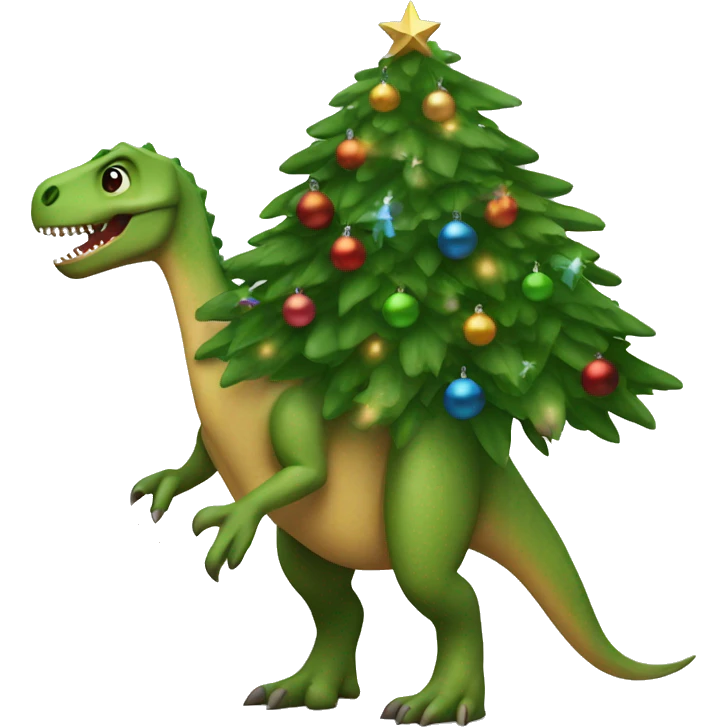 Dinosaur with Christmas tree  emoji