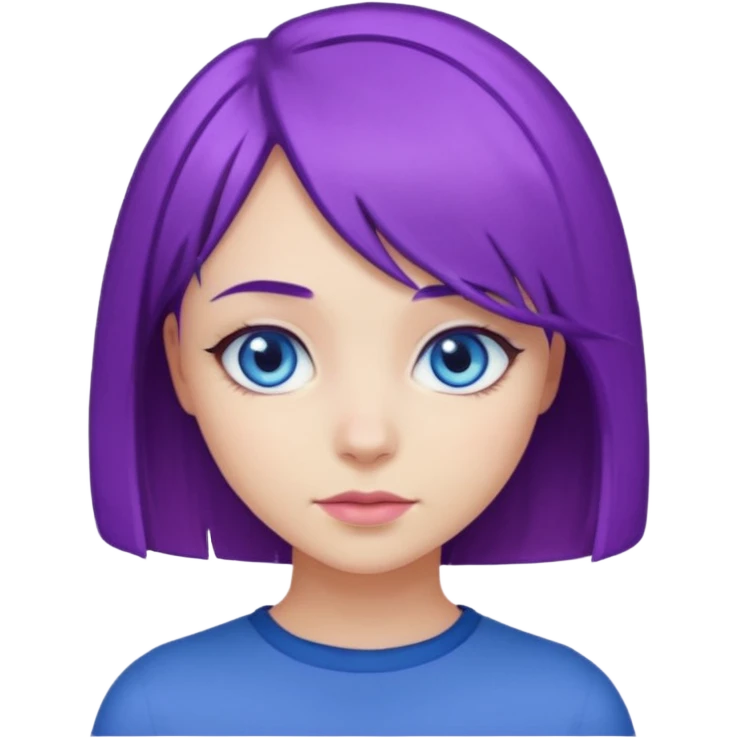 Девушка с фиолетовым волосами карэ голубые глаза emoji