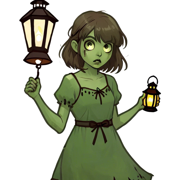 girl zombie with brown hair and bangs emoji emoji