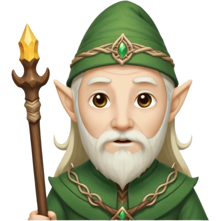 Elder elf with long beard and staff emoji