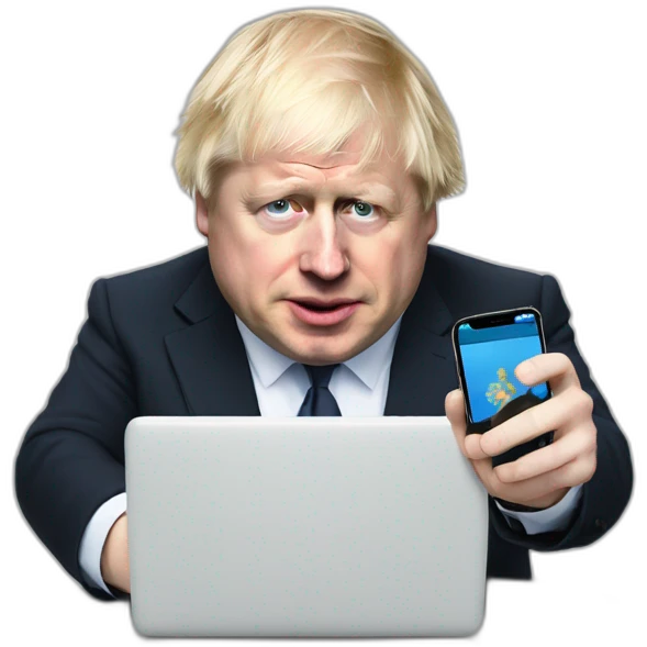 Boris Johnson with a mobile phone emoji